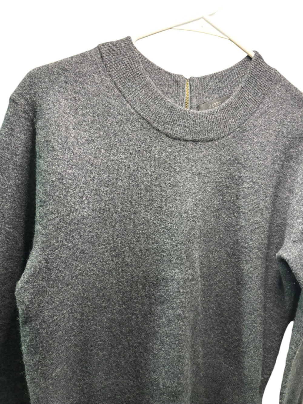 J. Crew Women’s Classic Crewneck Wool Sweater Dark Gray Back Zipper Size Small - Picture 2 of 6